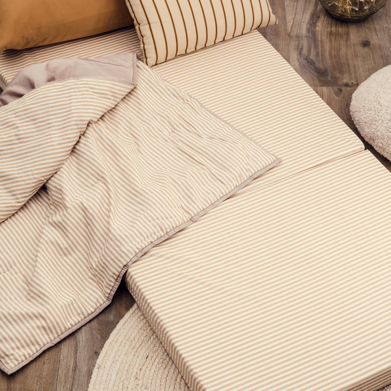 Matelas D'appoint Pliant Coton Bio Rayé Rayé Ambre
