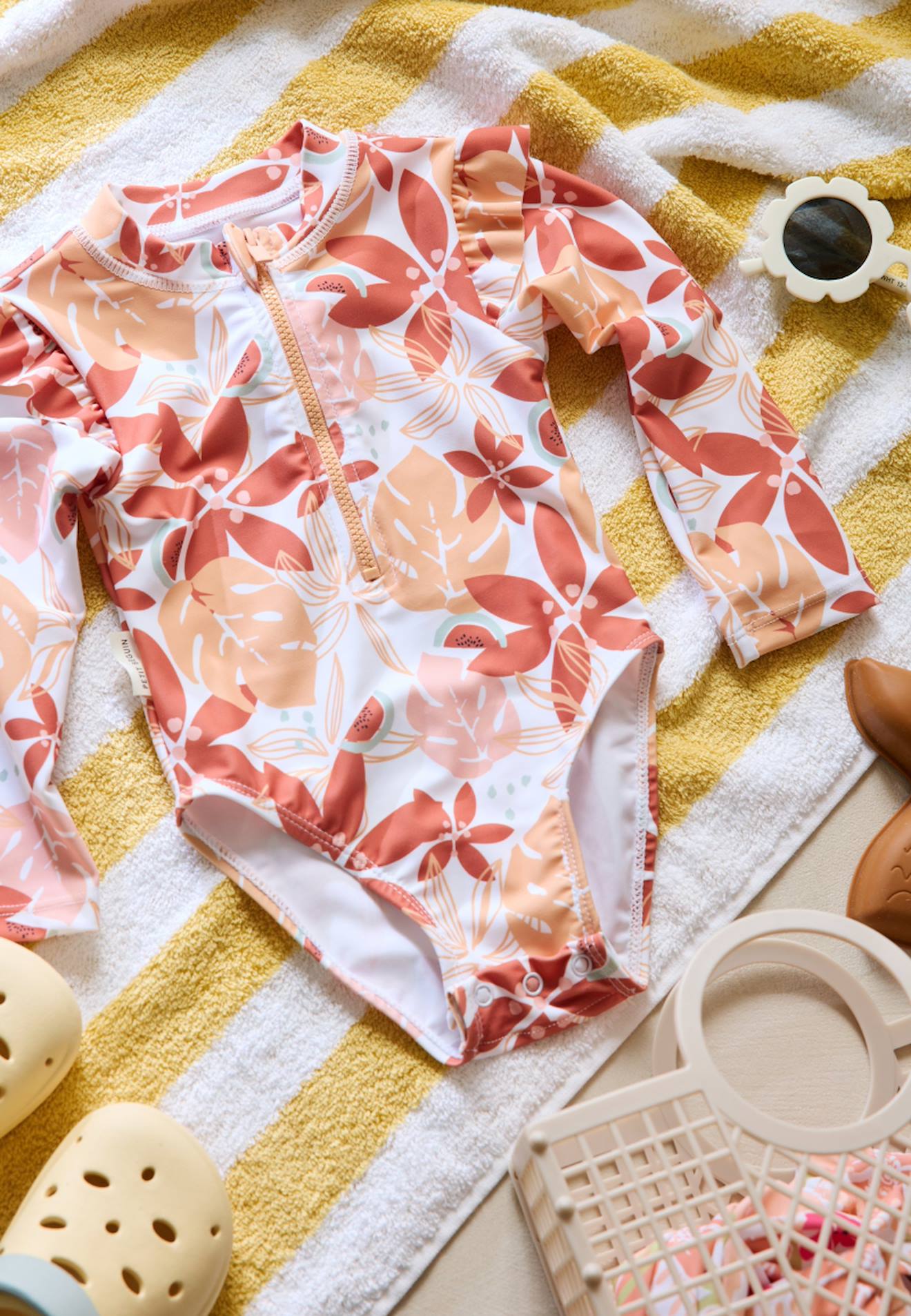 Maillot De Bain 1 Pièce Bébé Manches Longues Cassis Orange