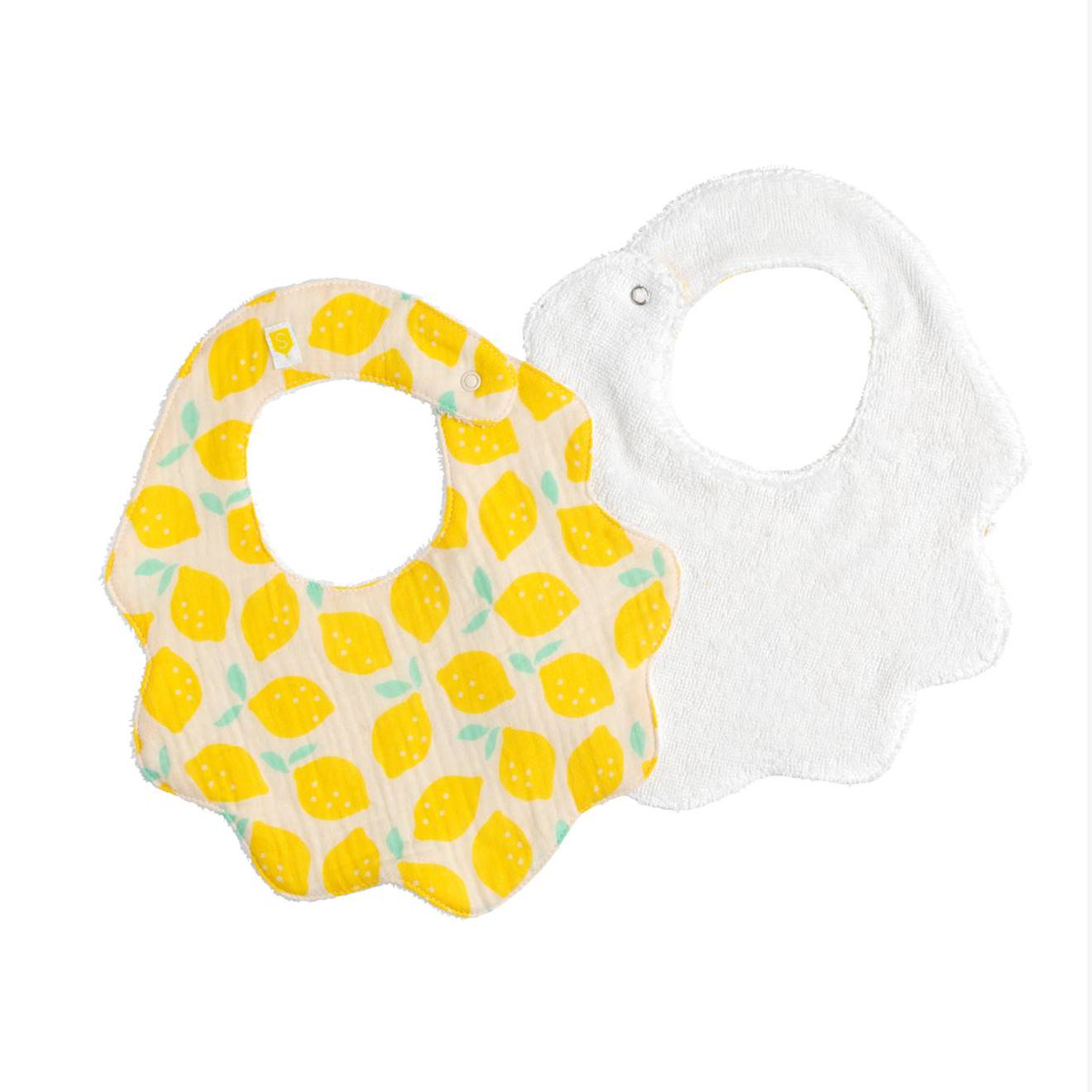 Lot De 2 Bavoirs En Gaze De Coton Imprimé Citron - Pop Jaune (Sauthon) - Image 1