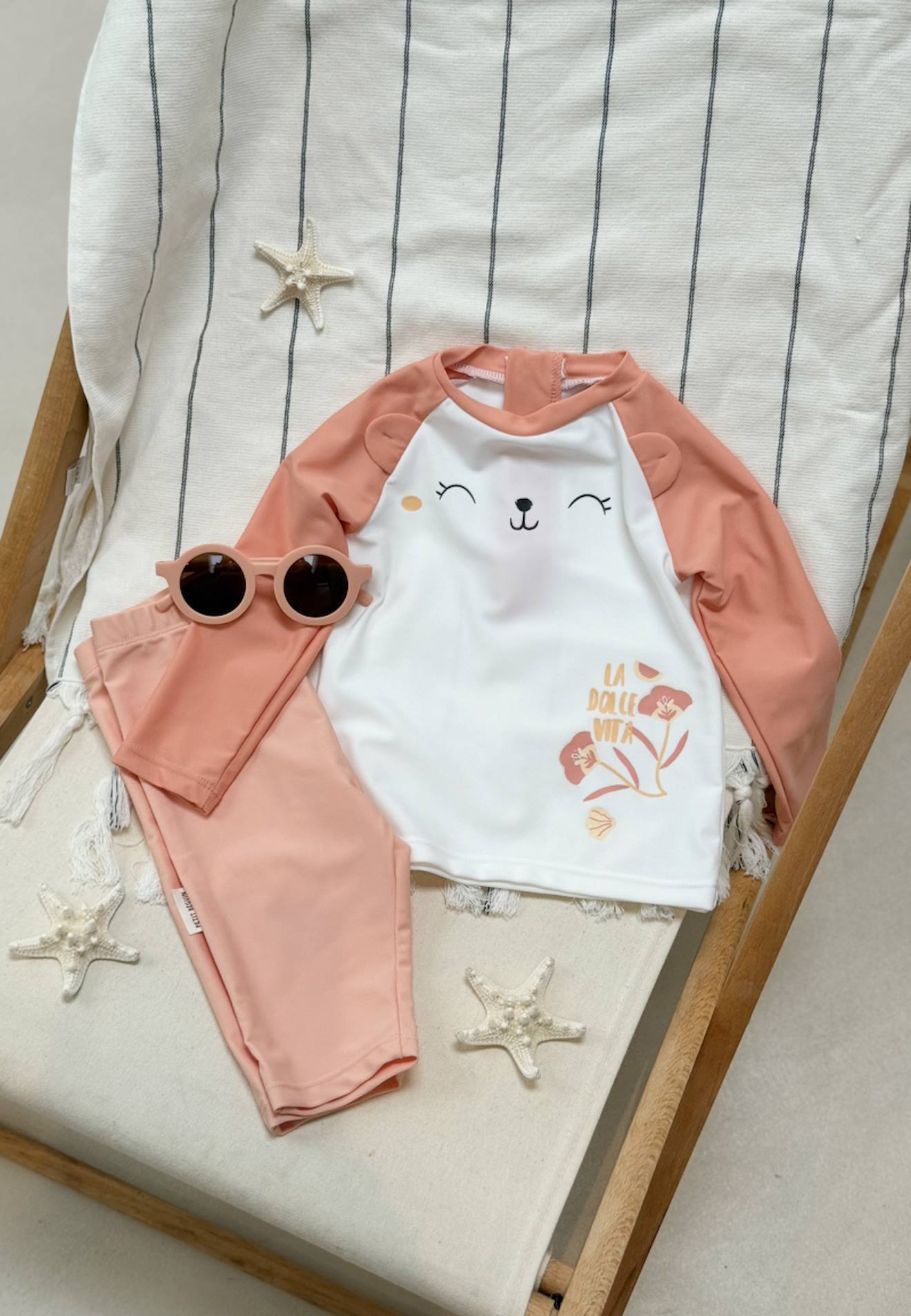 Maillot De Bain Fille 2 Pièces T-shirt Et Pantalon De Protection Uv Calvi Corail