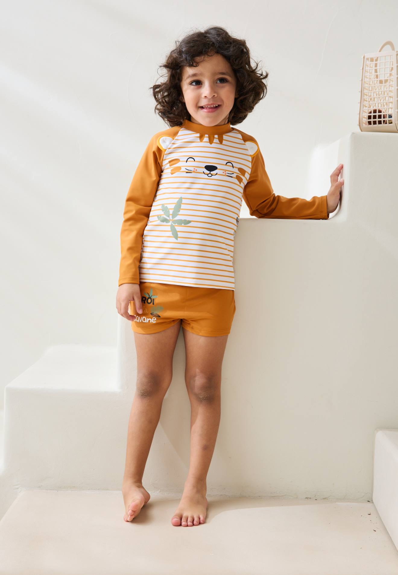 Maillot De Bain Garçon 2 Pièces T-shirt De Protection Uv Et Boxer Mio Camel
