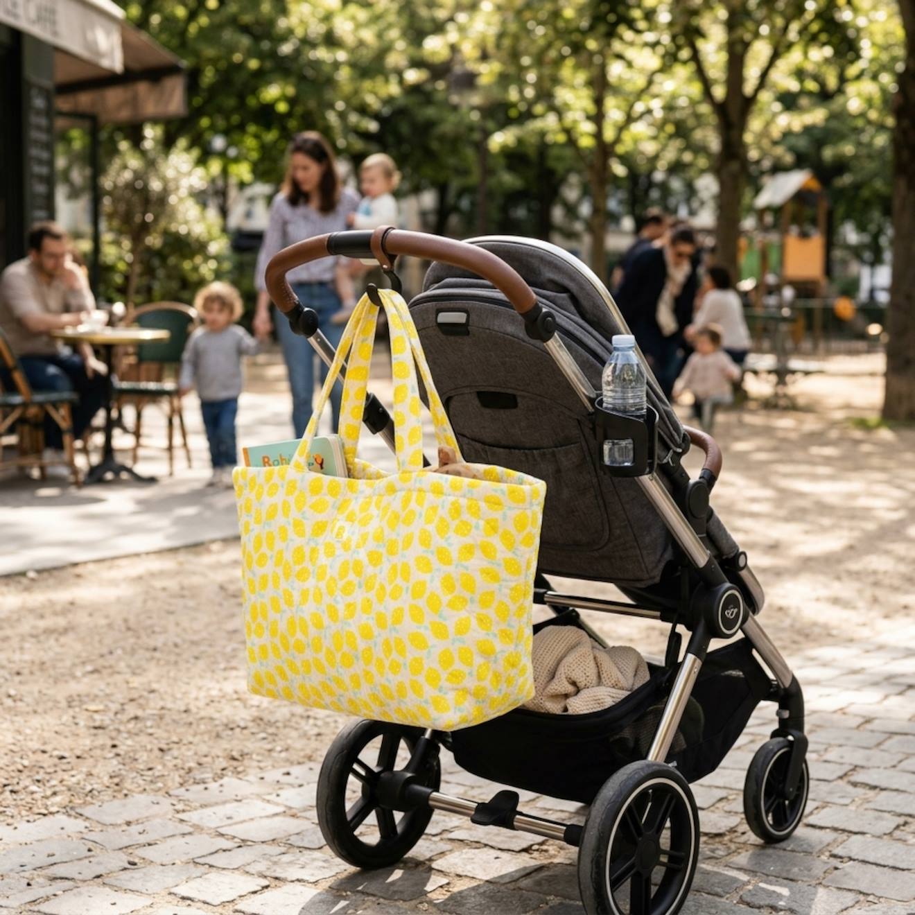 Sac Cabas En Gaze De Coton Matelassé Imprimé Jaune