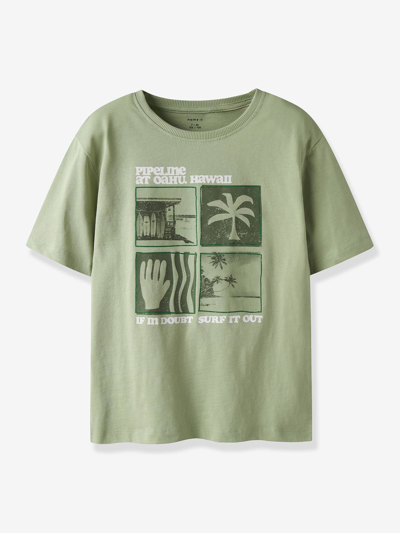 T-shirt coupe boxy avec motif en coton garçon NAME IT vert pastel