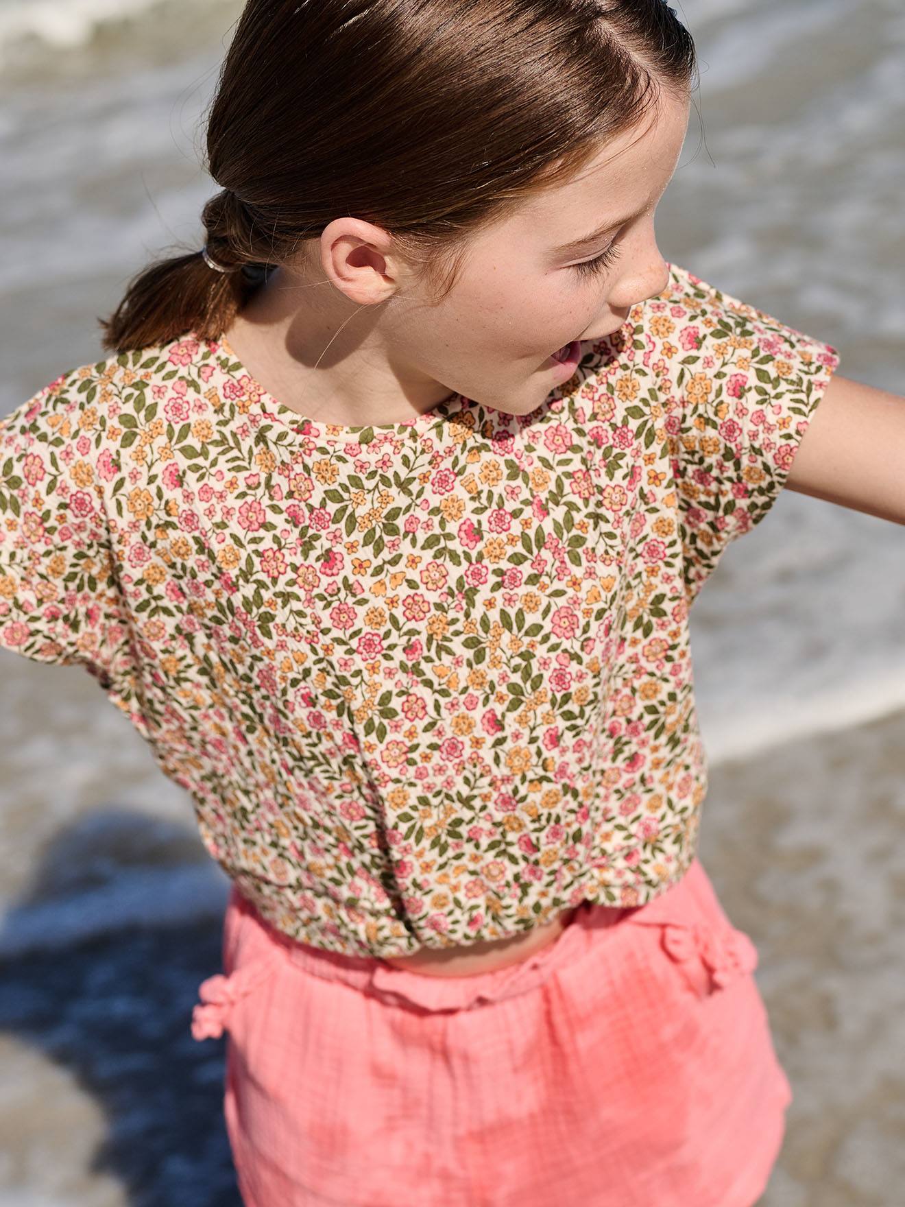 Blouse manches courtes blanc imprimé