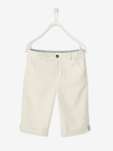 Bermuda garçon cérémonie en coton/lin beige+beige clair+bleu+marine foncé+vert sauge 10 - vertbaudet enfant 