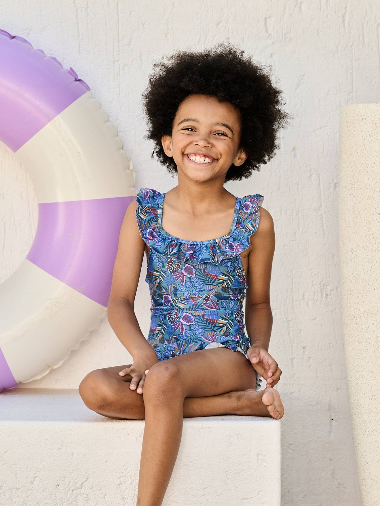 Maillot de bain fille 1 pièce bleu