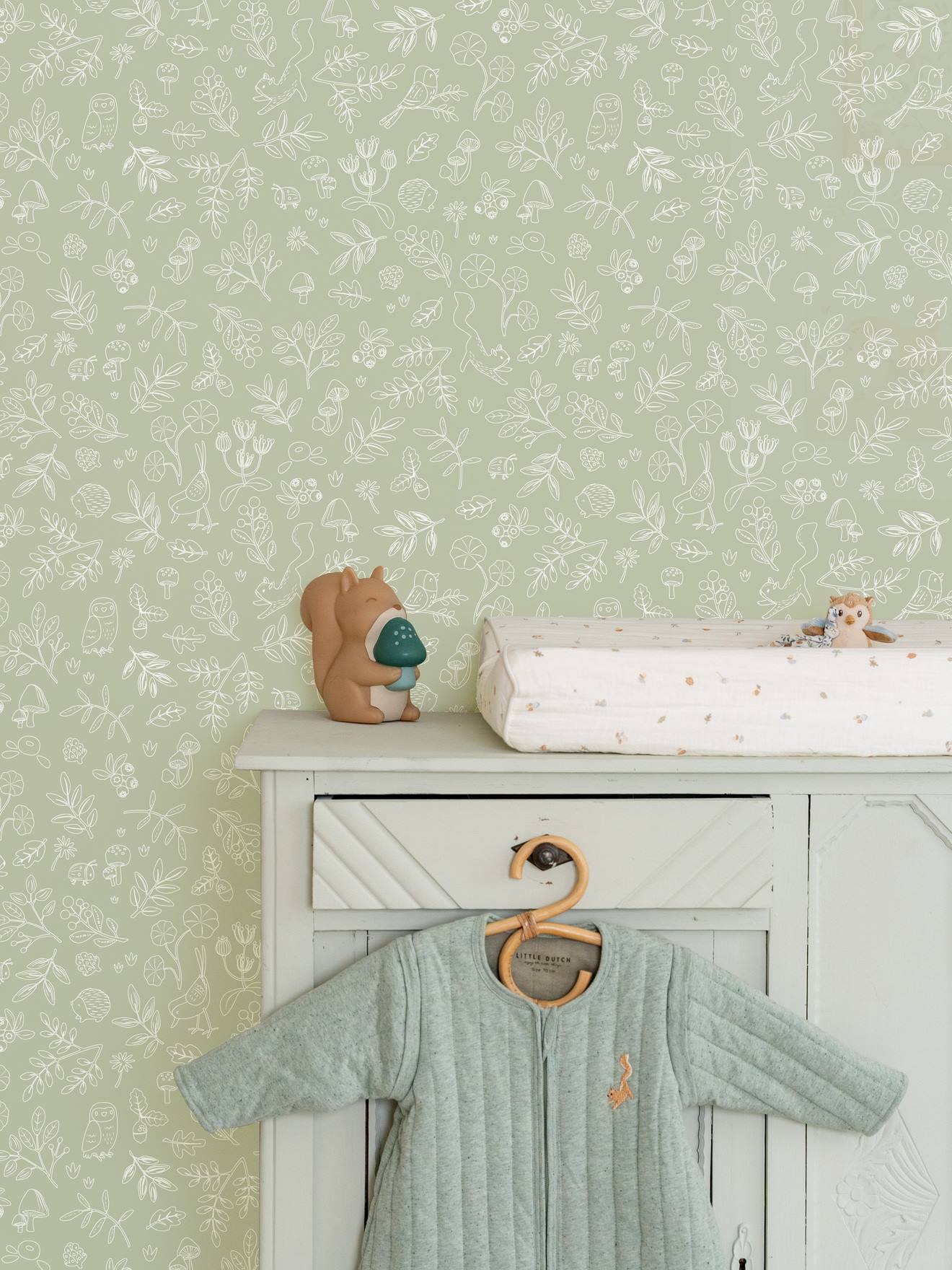 Papier peint Forest Wonders Sage vert
