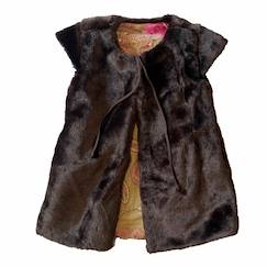 Gilet de berger long   fausse fourrure  réversible velours  capucine  - vertbaudet enfant