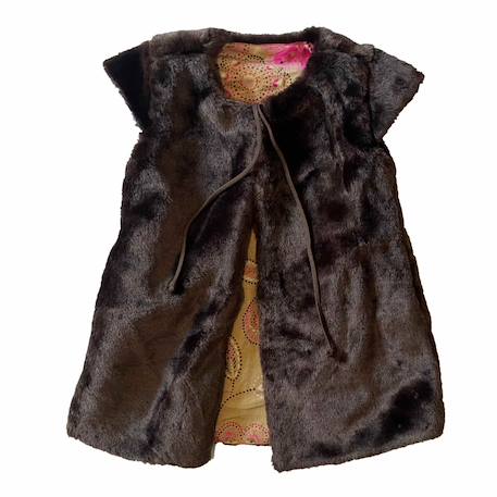 Gilet de berger long   fausse fourrure  réversible velours  capucine  - vertbaudet enfant