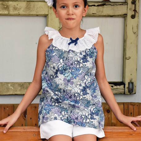 Fille-Blouse liberty     et   col 2-en-1  aurore