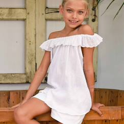 Blouse  été  avec broderie anglaise  aurore  - vertbaudet enfant