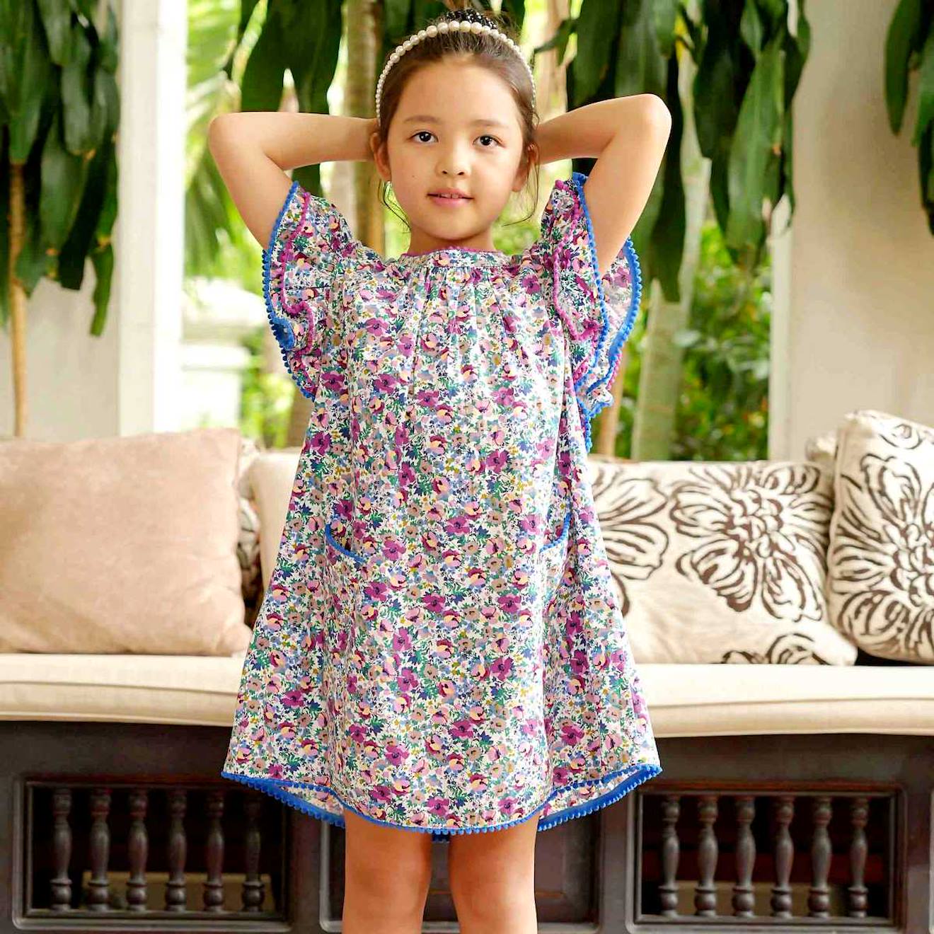 Robe Été Ample Butterfly Violette Bleu