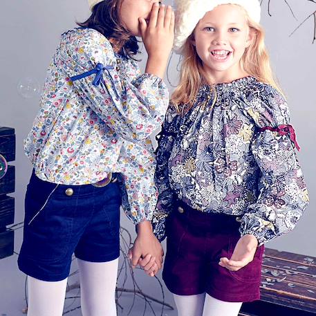 Fille-Blouse fleurie intersaison   fleurie    col smocks  chimene