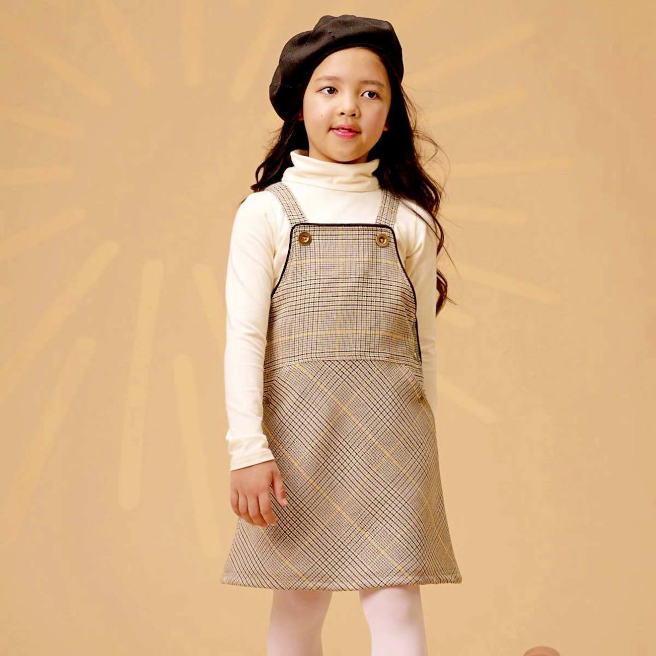 Robe Salopette Hiver À Carreaux Tartan Lola Marron Vert Foncé