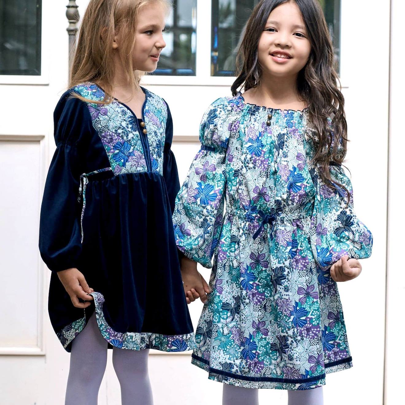 Robe Fleurie Manches Longues Et Col Smocks Chimene Bleu Lilas 29 €