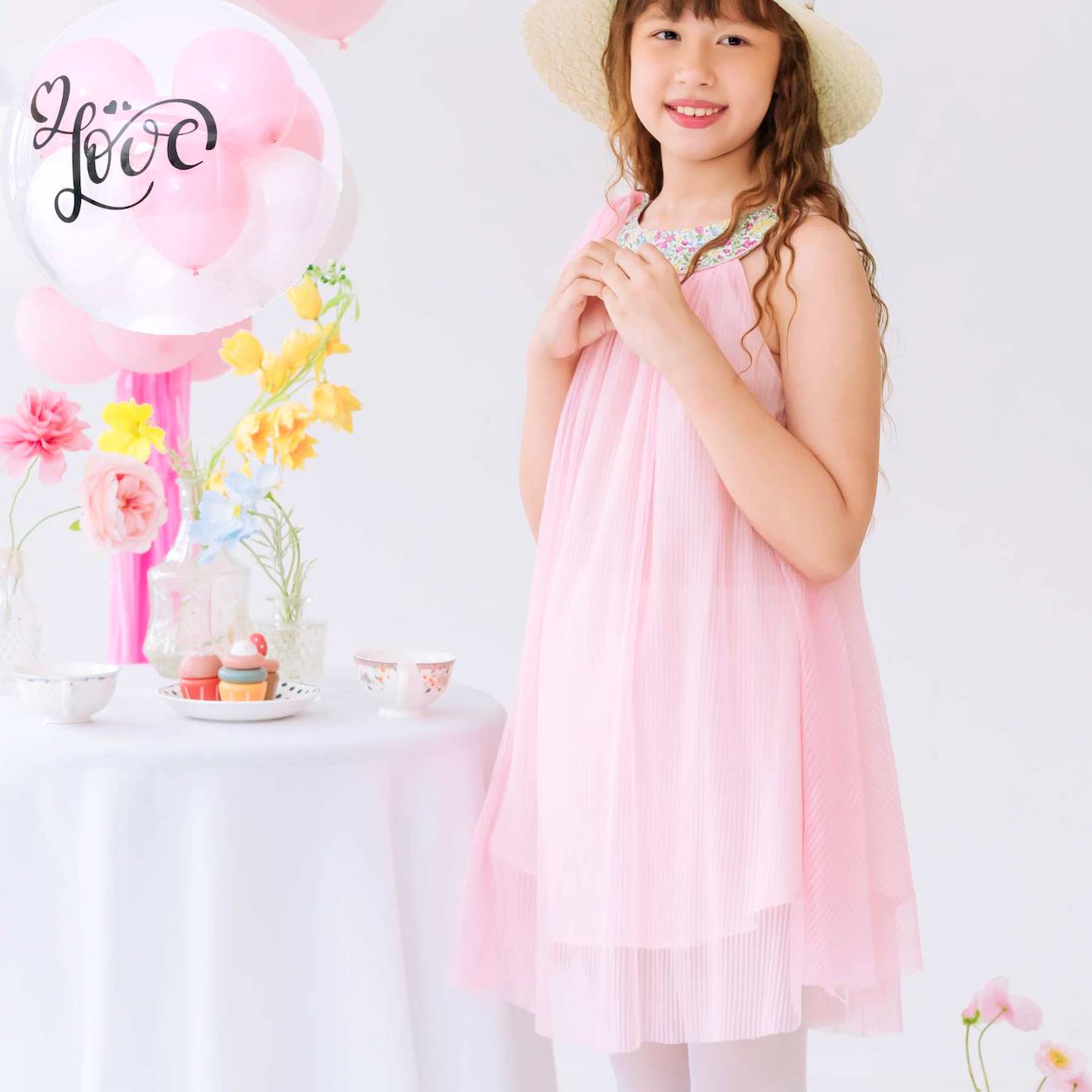 Robe Demoiselle D'honneur Poudré Col Liberty Alizee Rose Fleuri Multicolore
