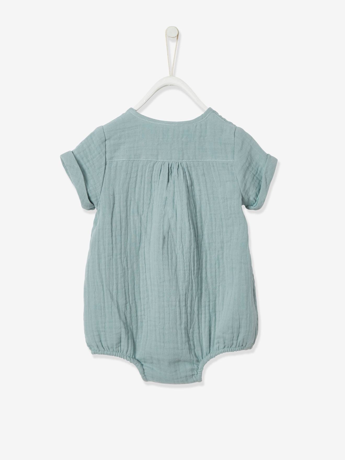 Body Bebe Personnalisable En Gaze De Coton Vert Celadon Vertbaudet