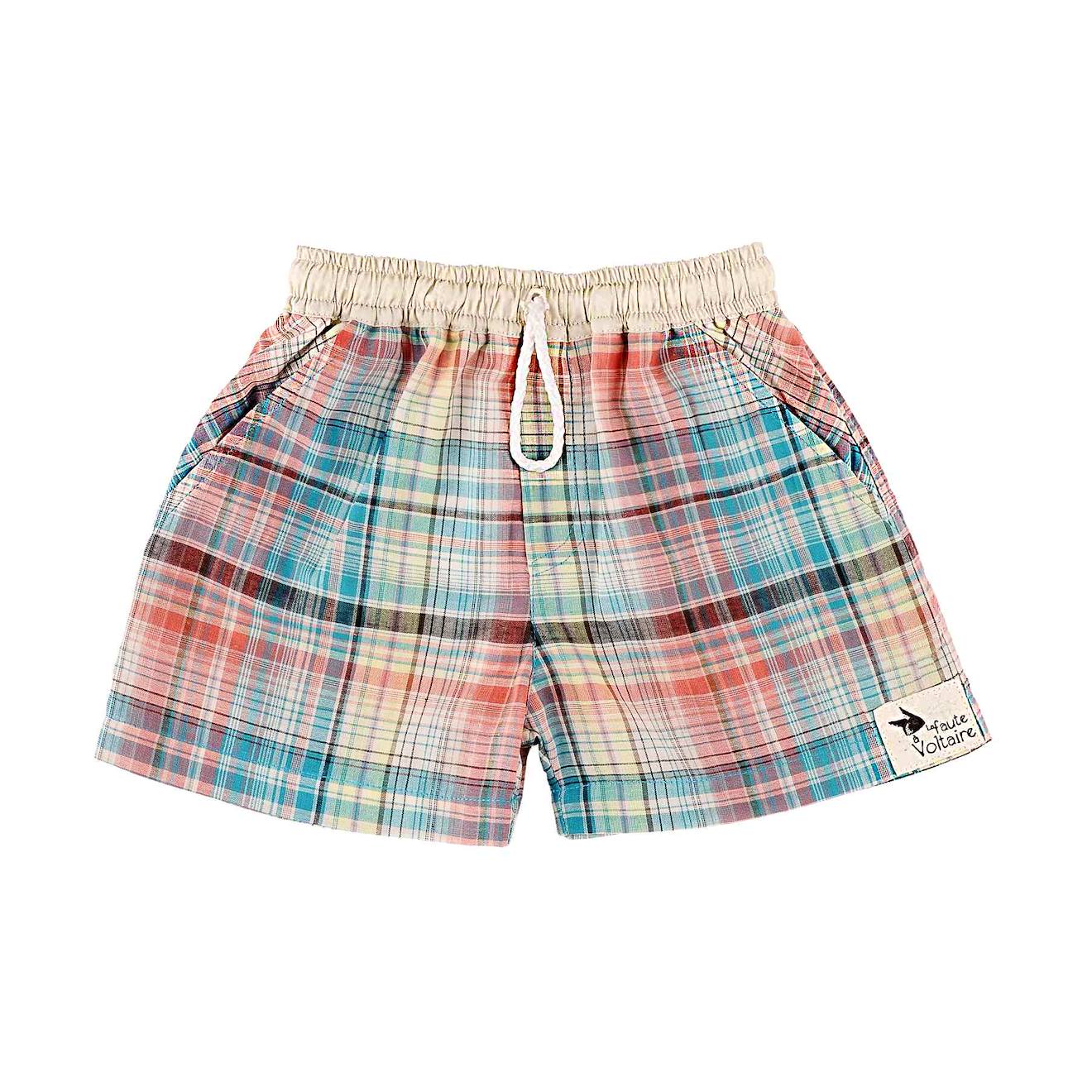 Short De Bain À Carreaux Swimboy Vert Beige