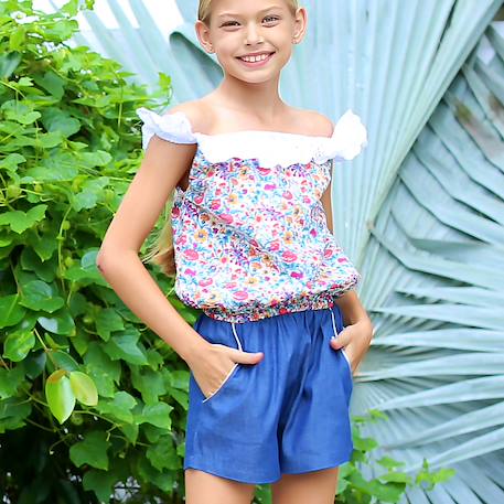 Fille-Combi-short  fleuri liberty fleuri   lolita