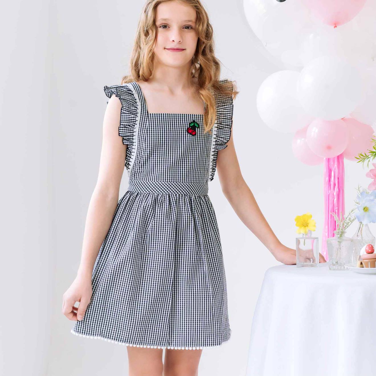 Robe Vichy Et À Volants Lili Noir Et Blanc