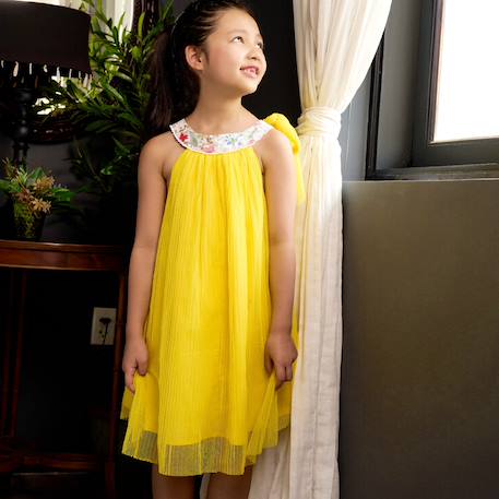 Fille-Robe cérémonie   à col fleuri liberty   alizee