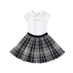-Ensemble jupe plissée tartan  + t-shirt   london