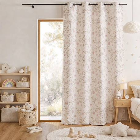 Home Maison - Rideau Jacquard Polycoton Motifs Végétaux Beige