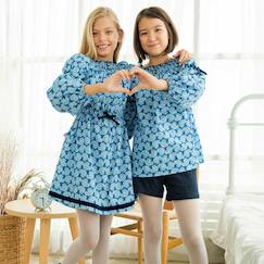 -Robe  fleurie   à manches longues et col smocks  chimene
