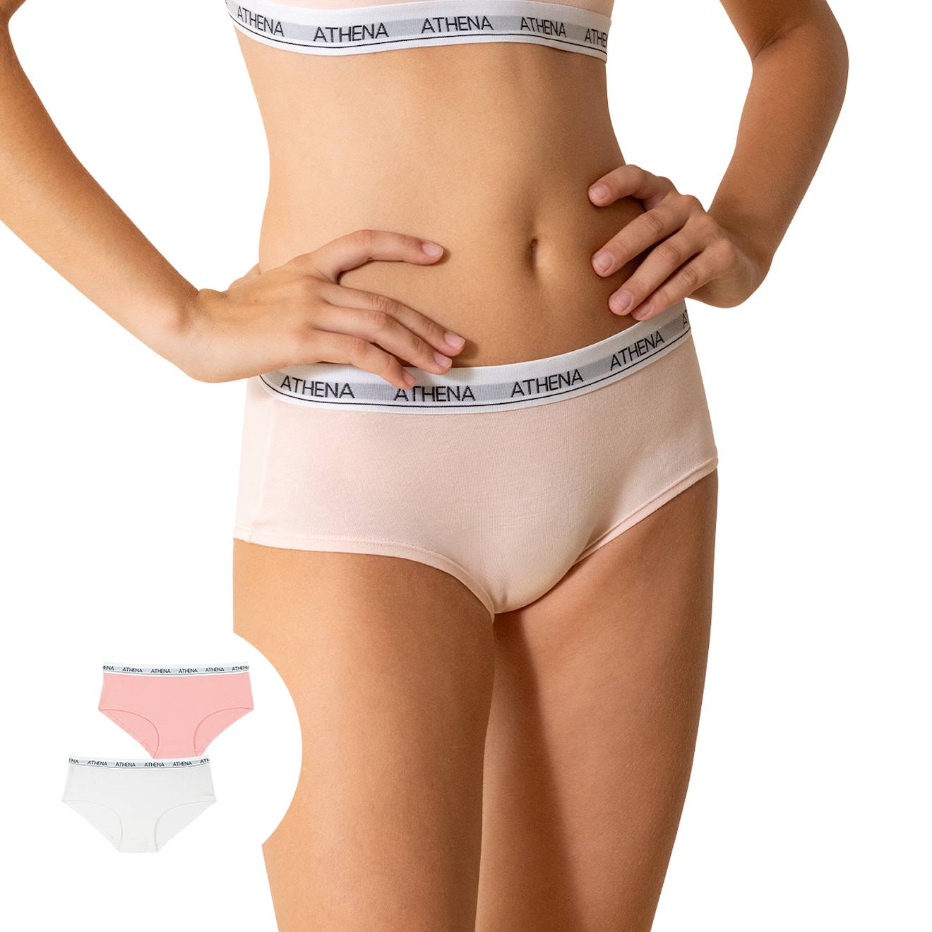 Lot De 2 Boxers Coton Ultra Doux Blanc-rose