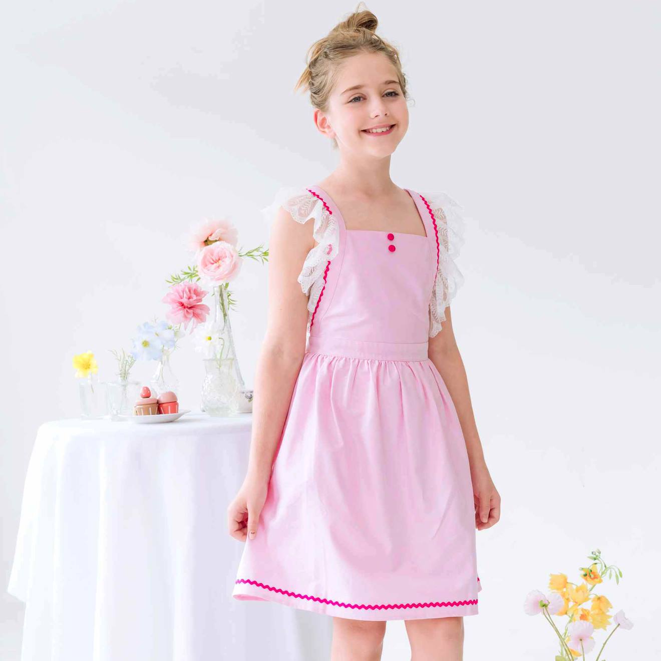 Robe Cérémonie Bohème Avec Fine Dentelle Lili Rose Bonbon Rose Fuchsia