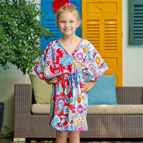 Fille-Robe-Robe de plage  imprimé fleurs hawaï   bali