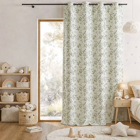 Home Maison - Rideau Jacquard Polycoton Motifs Végétaux Vert