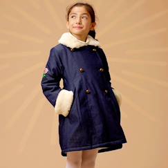 Manteaueau    en jean avec col fausse fourrure  anoushka  - vertbaudet enfant