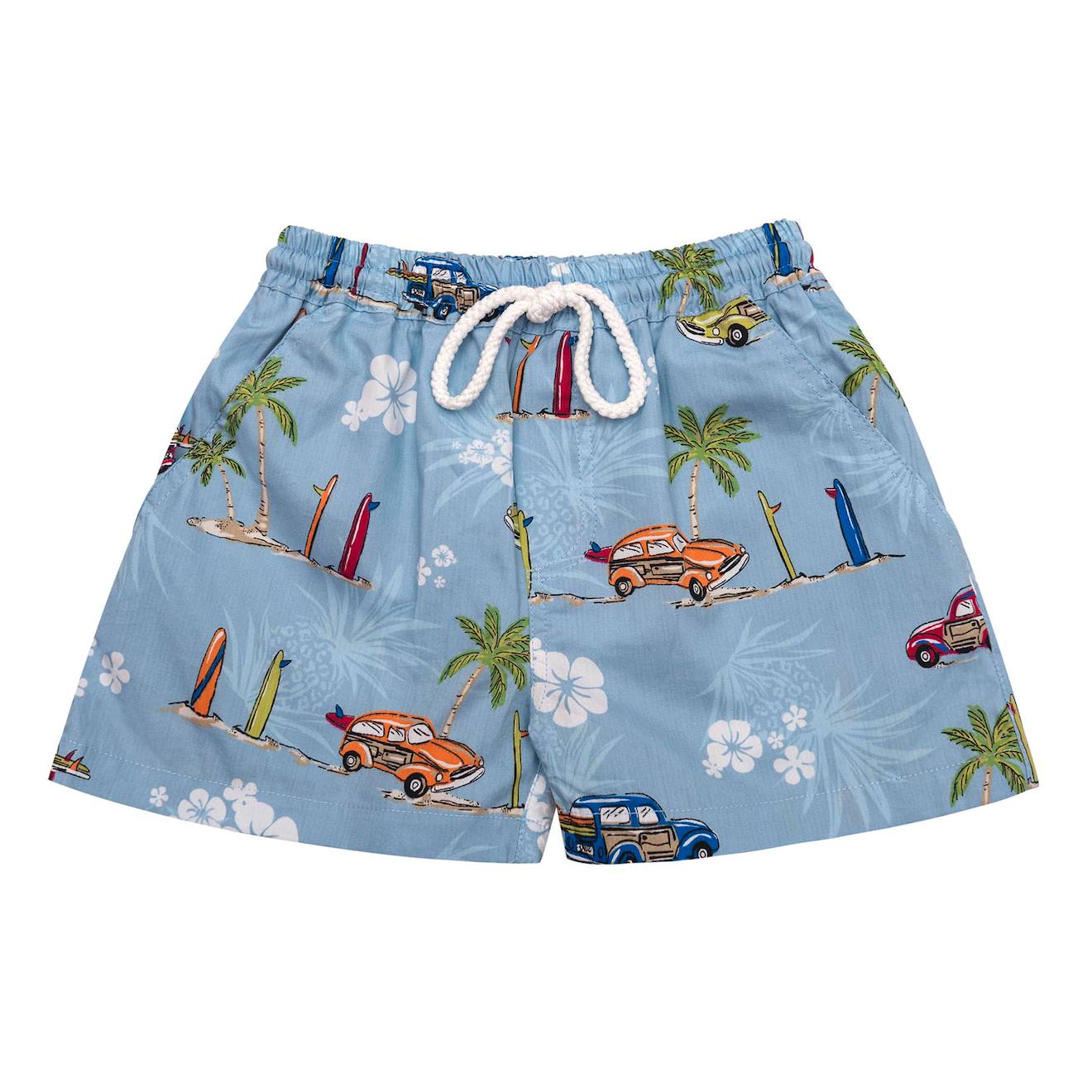 Short De Bain Imprimé Voitures Rétro Swimboy Bleu Clair Imprimé Voitures