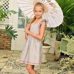 Robe cérémonie bohème  en lin  taupe  lili  - vertbaudet enfant