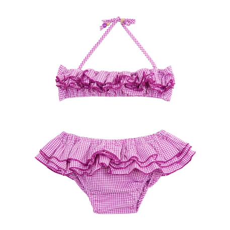 Maillot de bain 2 pièces vichy   à volant  swan  - vertbaudet enfant