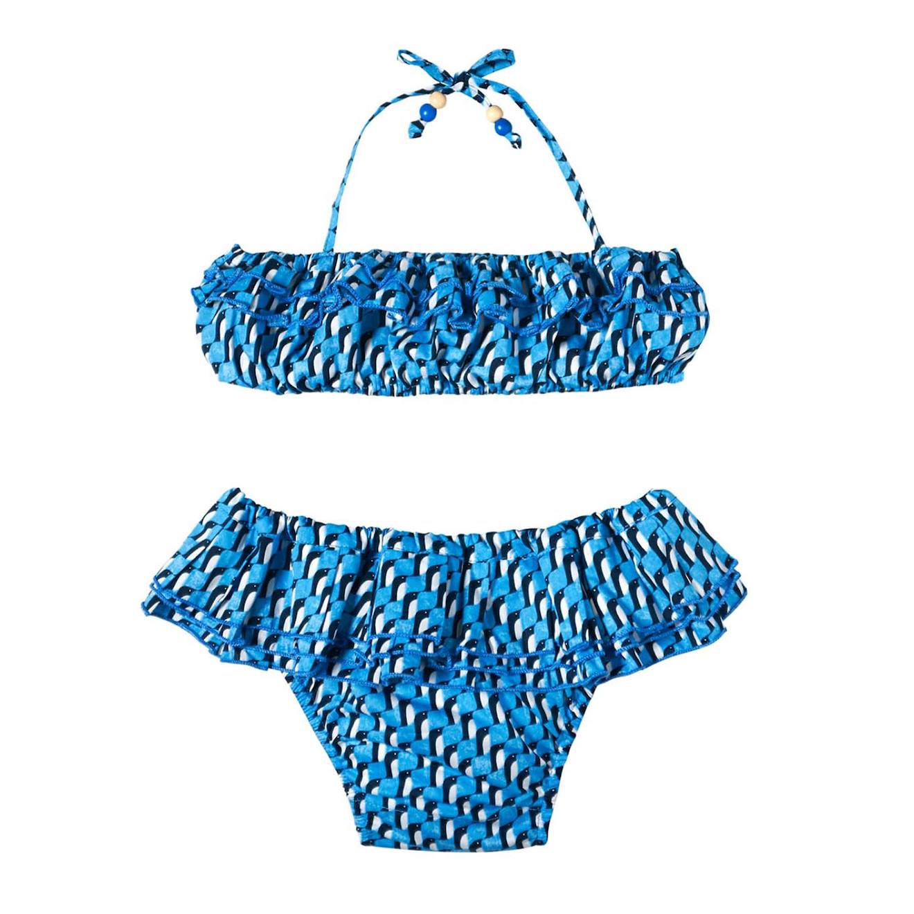 Maillot De Bain 2 Pièces Imprimé Pingouin Swan Bleu Roi