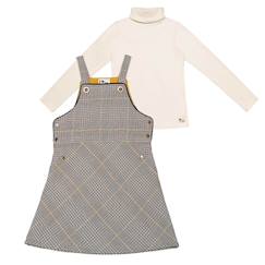 -Ensemble   robe salopette tartan & pull col roulé