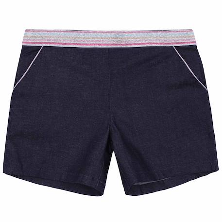 Fille-Short en jean intersaison   ceinture à paillettes  poupette