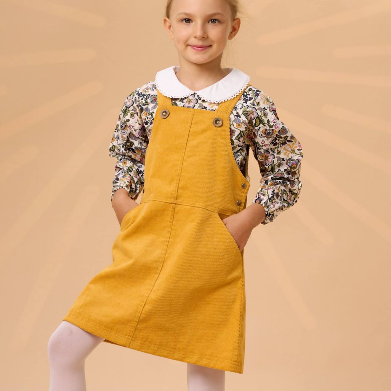Robe Salopette Velours Lola Jaune