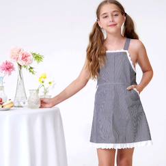 -Robe salopette  jean rayée    lola