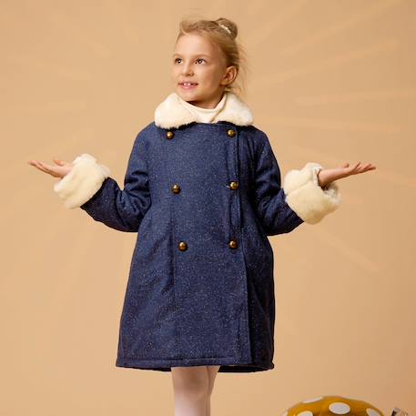 Fille-Manteau, veste-Manteau, parka, blouson-Manteaueau    en laine et fausse fourrure  anoushka