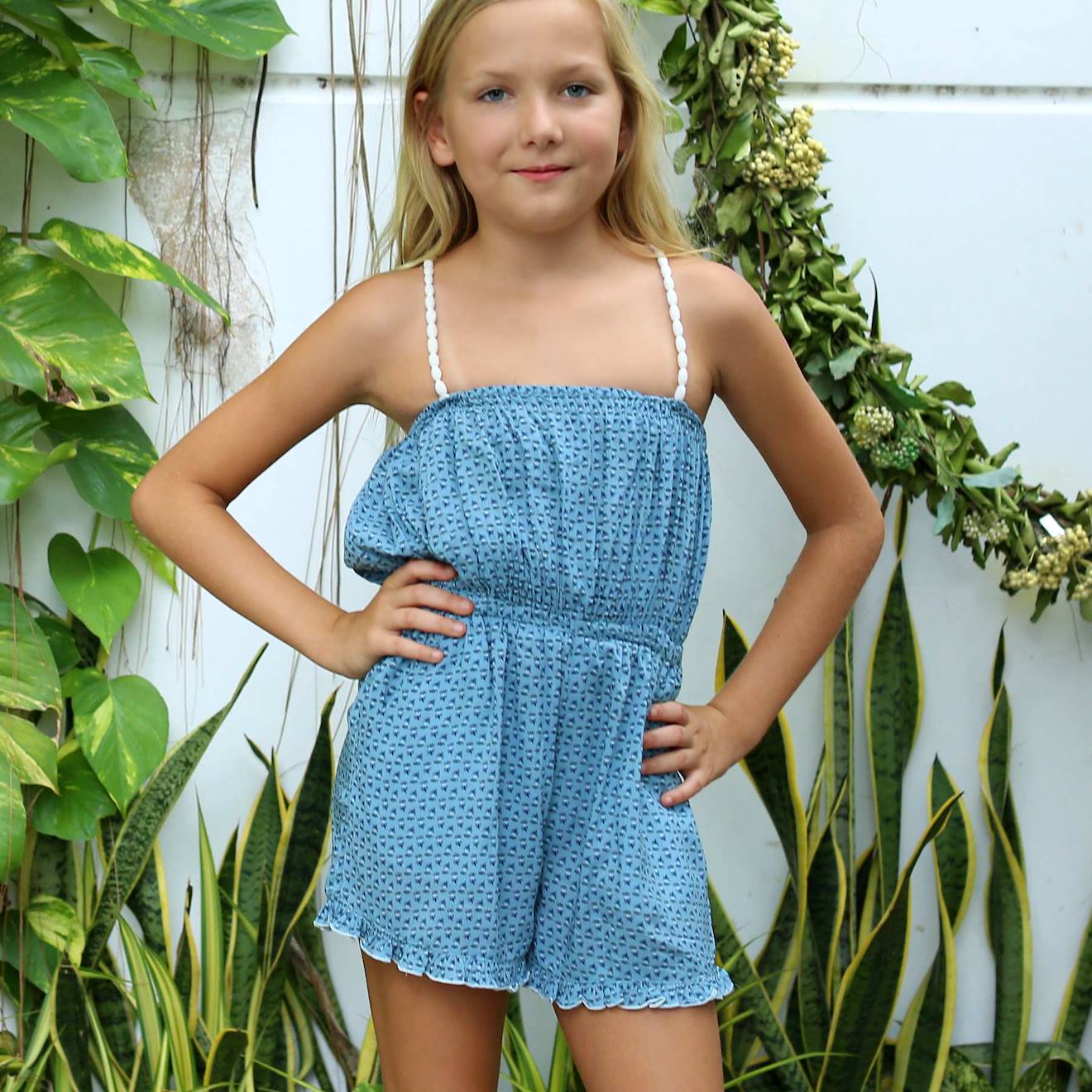 Combishort t Fleuri Effet Soie Athena Bleu Vert 19 €