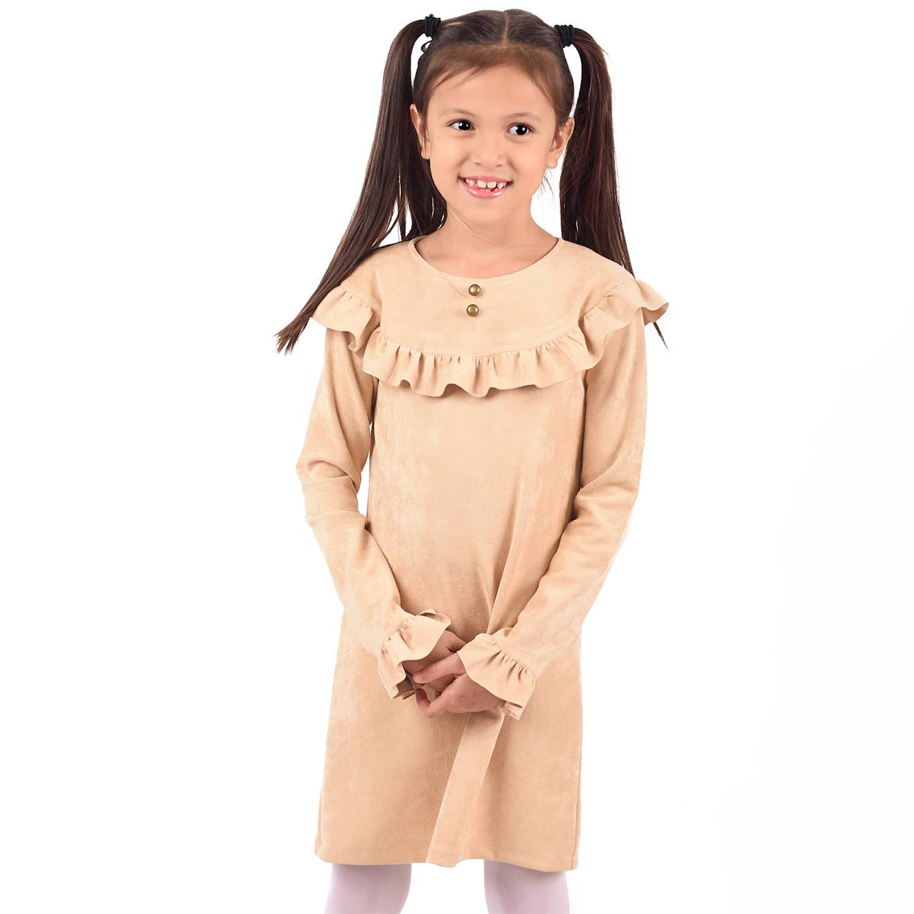 Robe Costume Indien En Suédine Squaw Beige