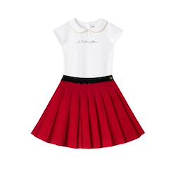 -Ensemble jupe plissée velours  + t-shirt   london
