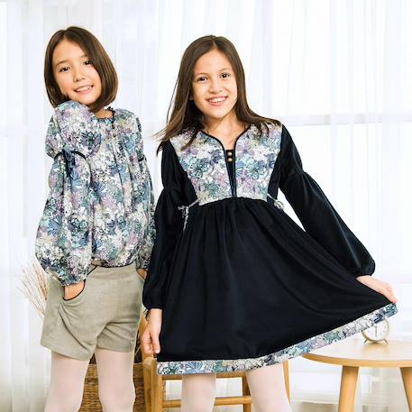 Fille-Robe velours   liberty  et  hiver   margot
