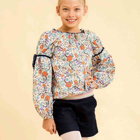 Fille-Blouse intersaison fleurie   liberty   col smocks  chimene
