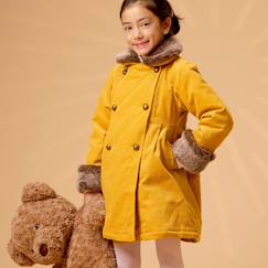 -Manteaueau long   velours   col fausse fourrure  anoushka