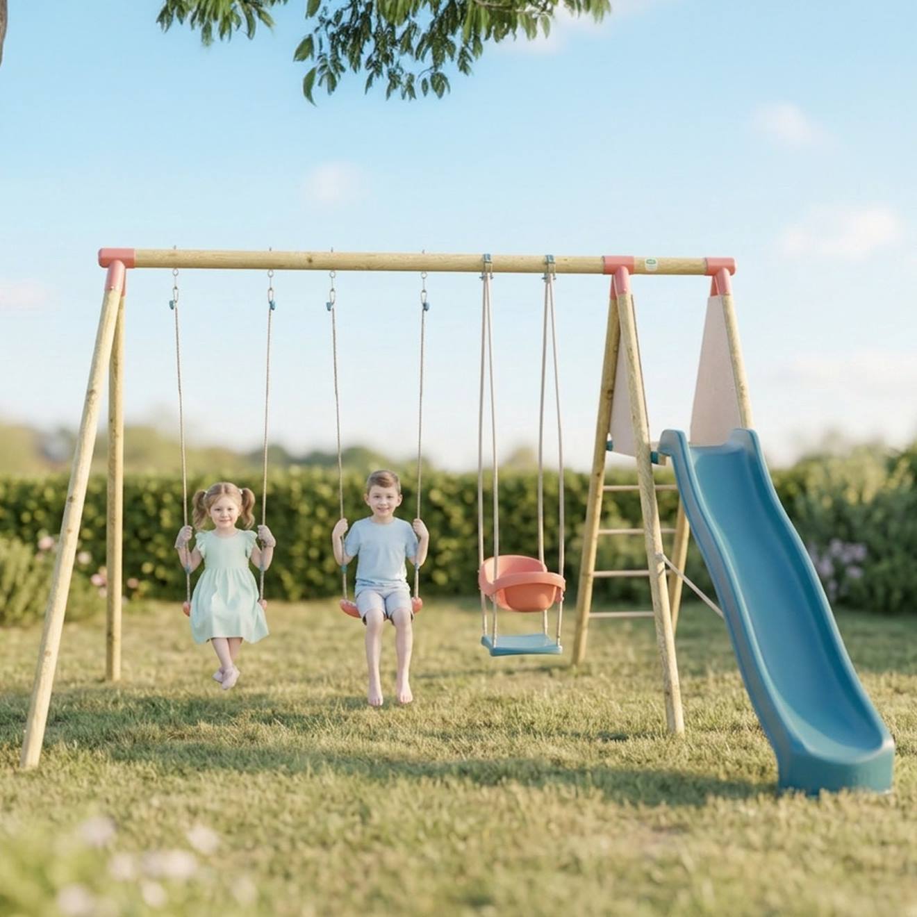 Portique 2,30 M Topwood Punji - 5 Enfants Bois