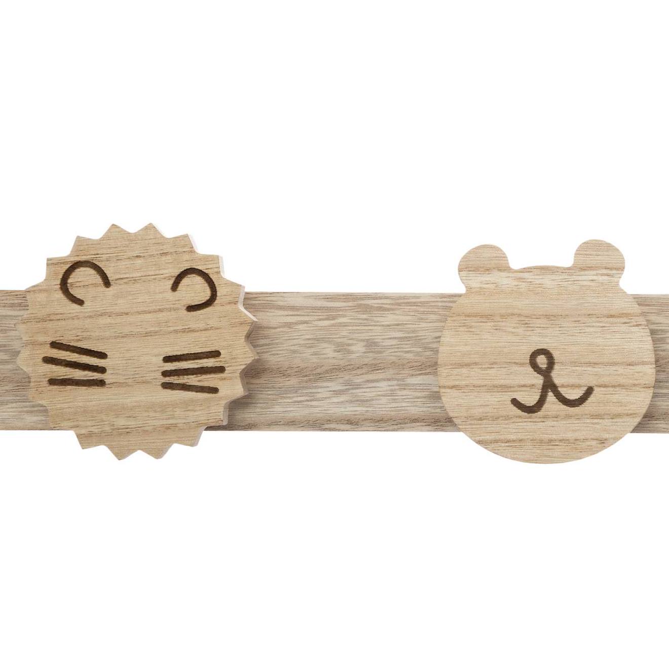 Patère 4 Crochets Animaux En Bois - Syna Beige (Atmosphera) - Image 2